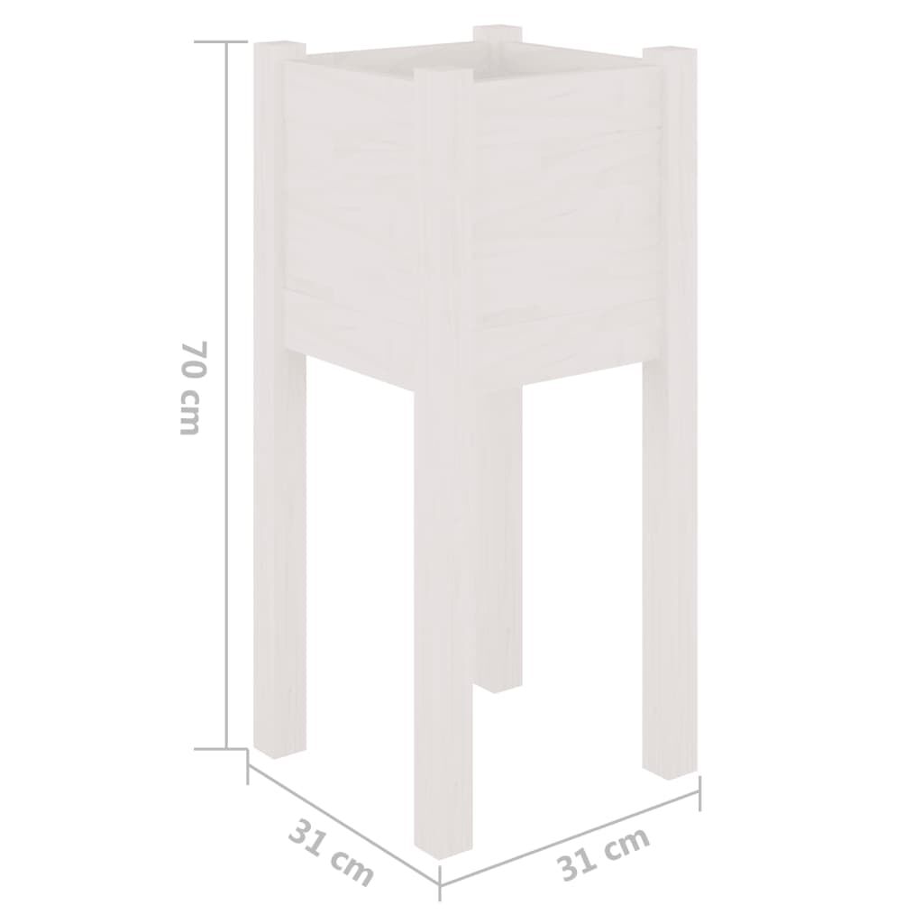 vidaXL Ζαρντινιέρα Λευκή 31 x 31 x 70 εκ. από Μασίφ Ξύλο Πεύκου