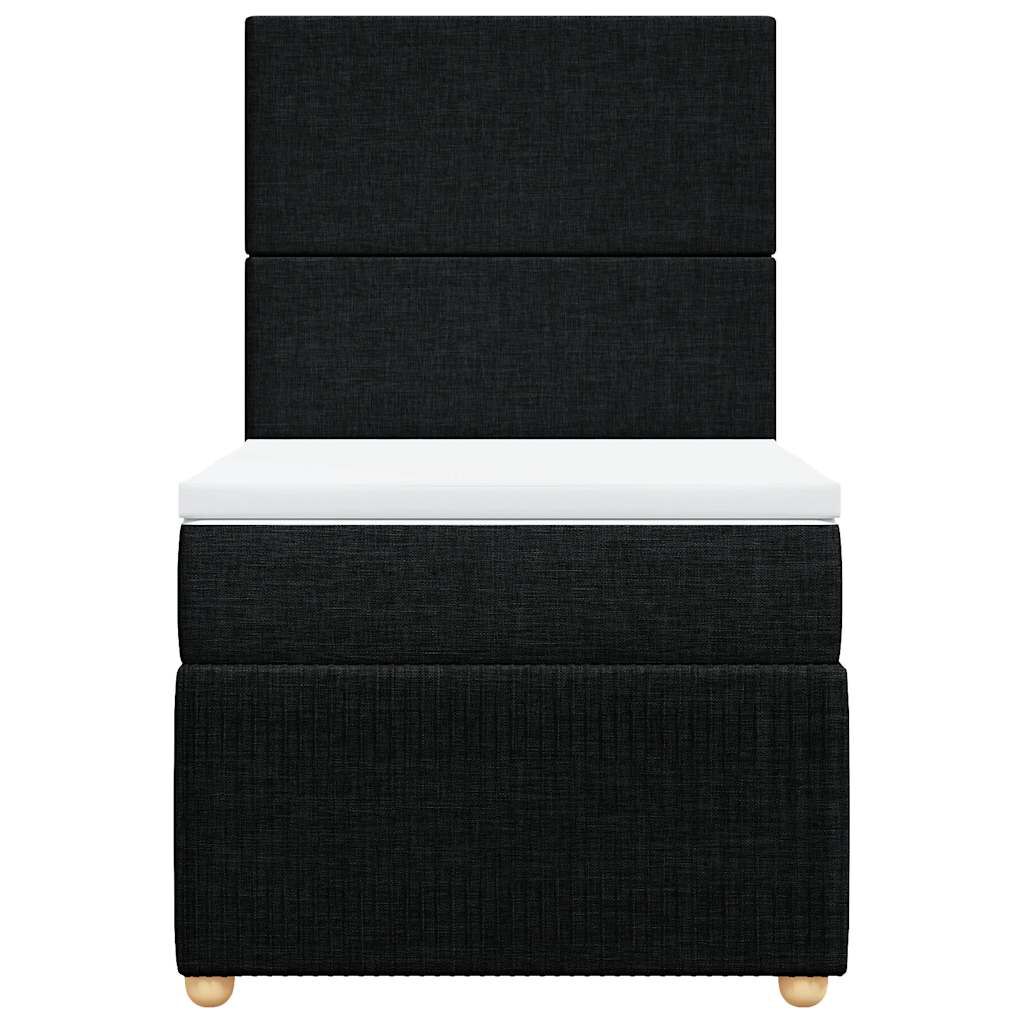 vidaXL Κρεβάτι Boxspring με Στρώμα Μαύρο 90x190 εκ.Υφασμάτινο