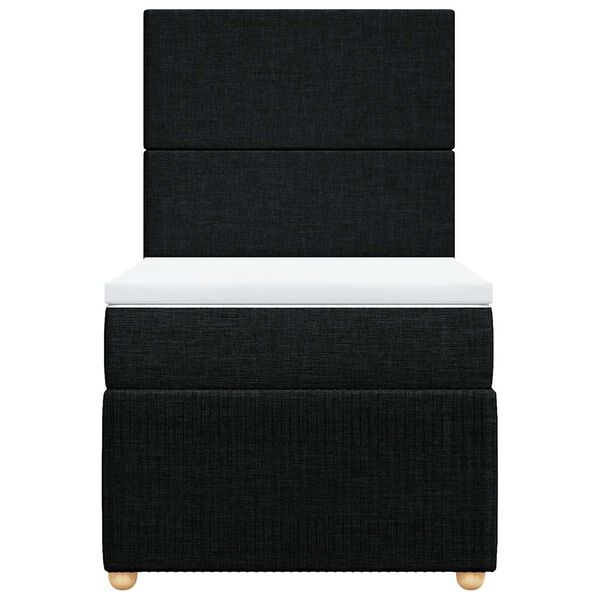 vidaXL Κρεβάτι Boxspring με Στρώμα Μαύρο 90x190 εκ.Υφασμάτινο