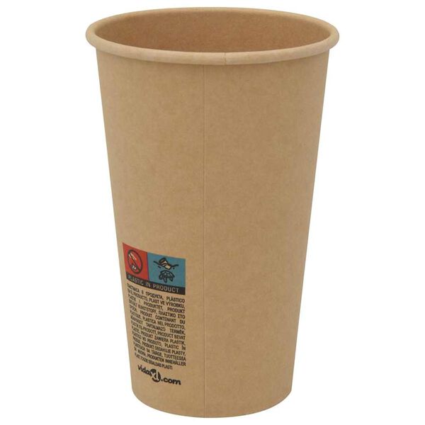 vidaXL Χάρτινα κύπελλα καφέ 1000 τεμάχια 16oz 400ml καφέ