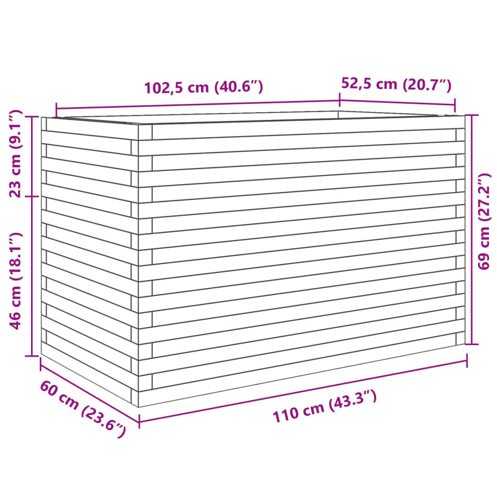 vidaXL Ζαρντινιέρα Κήπου 110x60x68,5 εκ. από Εμποτισμένο Ξύλο Πεύκου