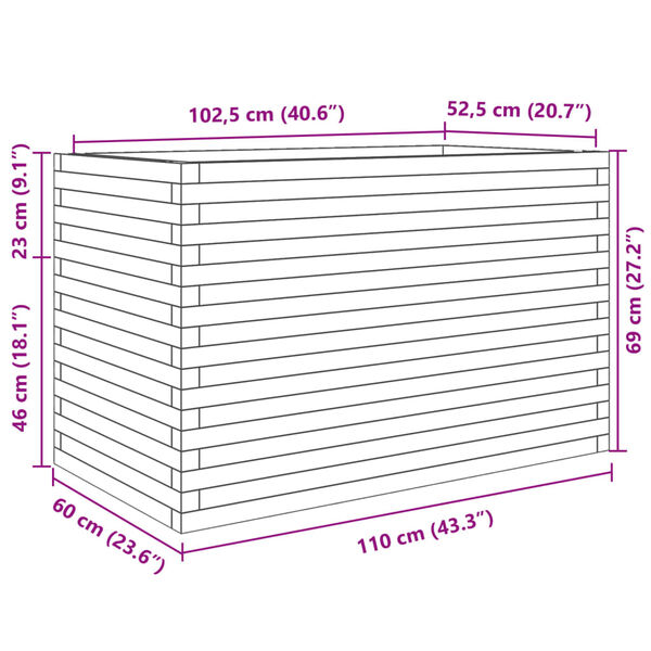 vidaXL Ζαρντινιέρα Κήπου 110x60x68,5 εκ. από Εμποτισμένο Ξύλο Πεύκου