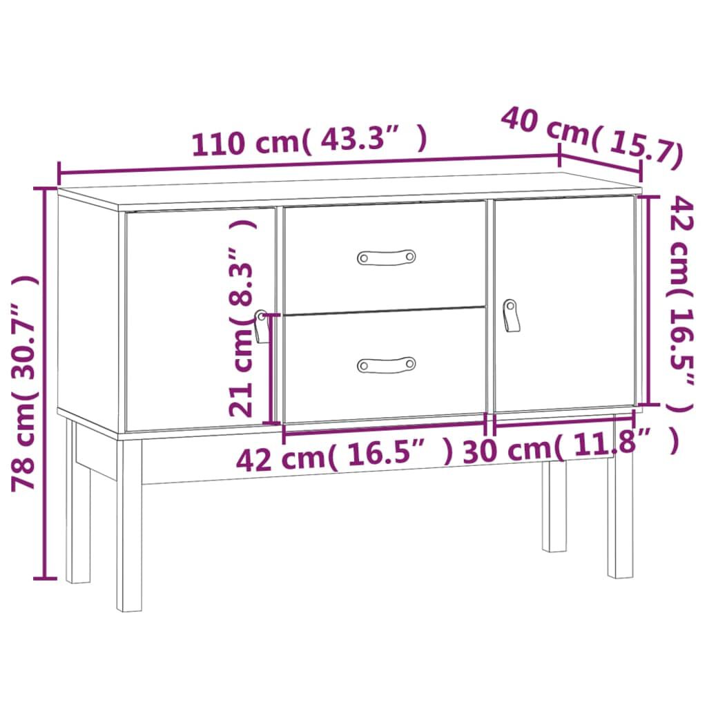 vidaXL Συρταριέρα Γκρι 110x40x78 εκ. από Μασίφ Ξύλο Πεύκου