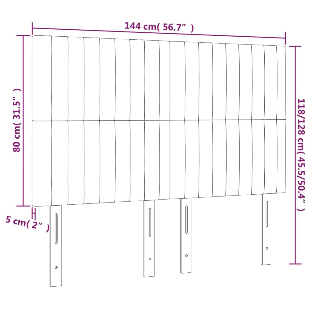 vidaXL Κεφαλάρια Κρεβατιού 4 τεμ. Σκ. Γκρι 72x5x78/88 εκ. Υφασμάτινα