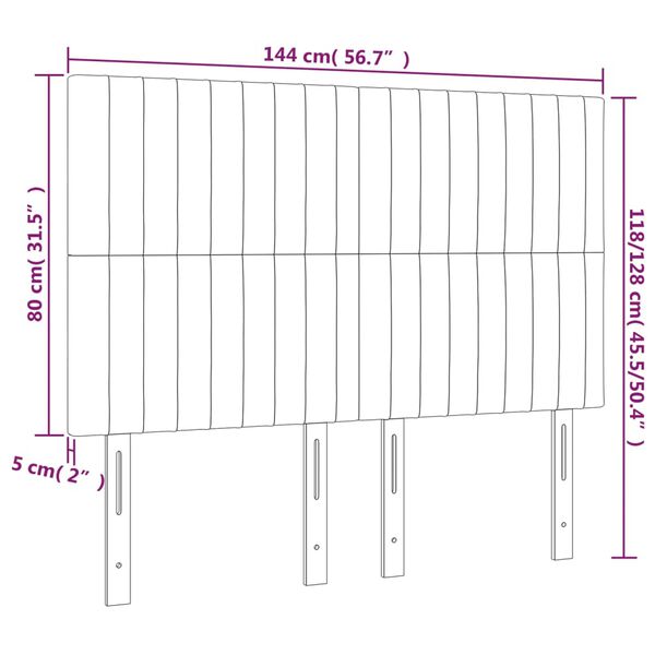 vidaXL Κεφαλάρια Κρεβατιού 4 τεμ. Σκ. Γκρι 72x5x78/88 εκ. Υφασμάτινα