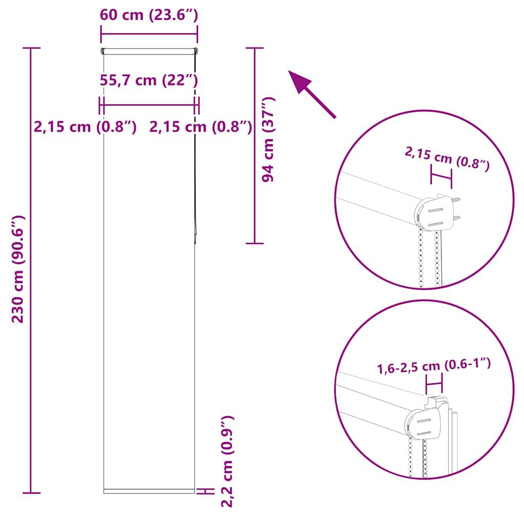 vidaXL Ρολέρ Μπλακάουτ ανοιχτό γκρι 60x230 cm Πλάτος υφάσματος 55,7cm