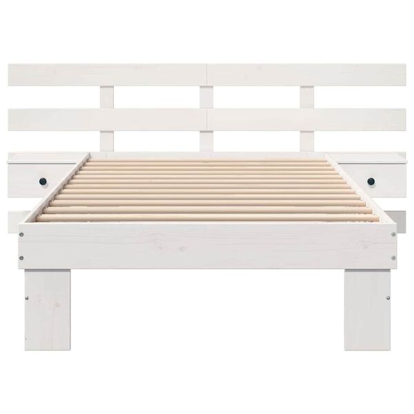 vidaXL Σκελετός Κρεβατιού Λευκό 75 x 190 cm Μασίφ ξύλο πεύκου