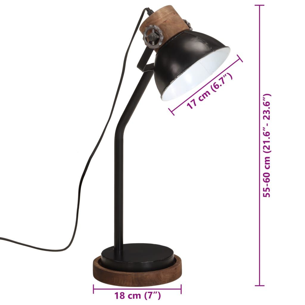 vidaXL Φωτιστικό Γραφείου 25 W Μαύρο 18x18x60 εκ. Ε27