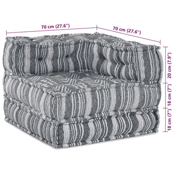 vidaXL Μοντέρνος Πούφ Σαλονιού 3 Θέσεων - Light Grey Fabric, Εύκολη Μετατροπή