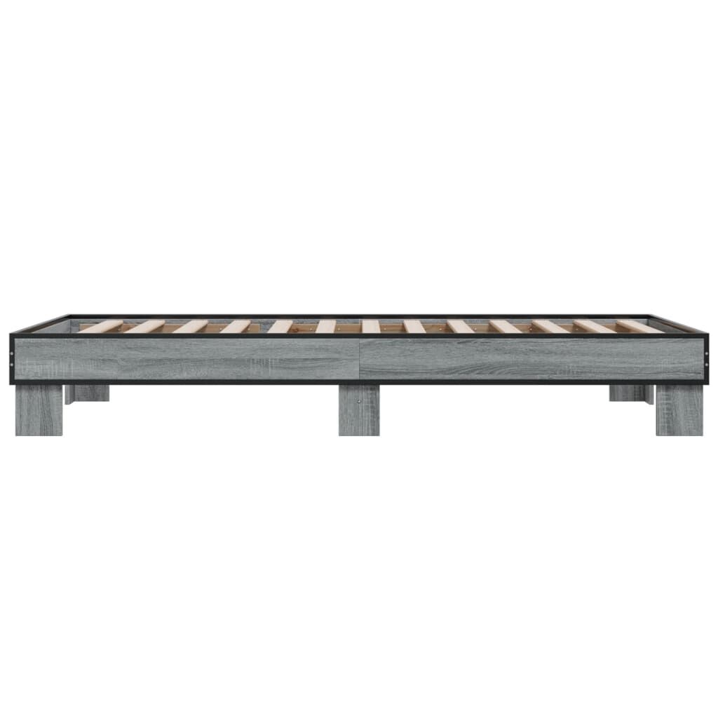 vidaXL Πλαίσιο Κρεβατιού Γκρι Sonoma 100x200 εκ. Επεξ. Ξύλο & Μέταλλο