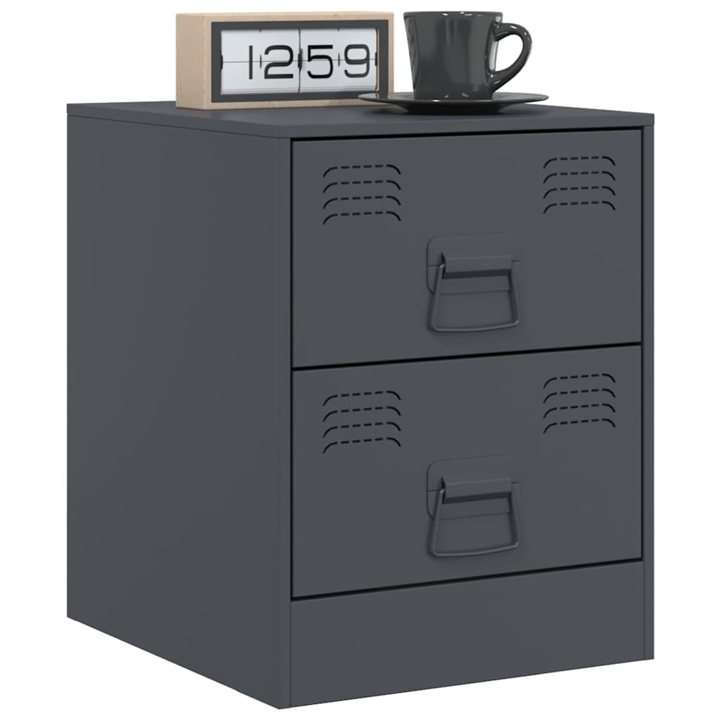 vidaXL Κομοδίνο Ανθρακί 34,5 x 39 x 44 εκ. από Χάλυβα