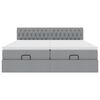 vidaXL Οθωμανικό κρεβάτι με στρώματα & LEDs Ανοιχτό γκρι ύφασμα