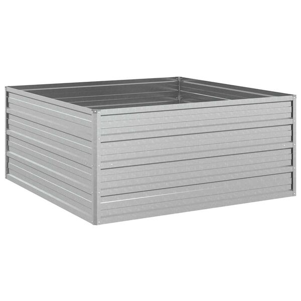 vidaXL Ζαρντινιέρα Υπερυψωμένη Ασημί 100x100x45 εκ. Γαλβανισμ. Χάλυβας