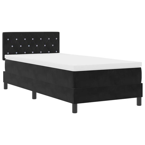 vidaXL Κρεβάτι με ελατήρια με στρώμα Μαύρο 90 x 200 cm Βελούδο