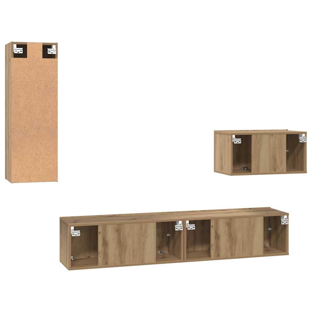 vidaXL Τηλεοπτική Κάβα Τοίχου 4 pcs artisan δρυς 200 x 30 x 30 cm