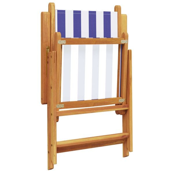 vidaXL Σέτ φαγητού για κήπο 7 pcs Μπλε και λευκό Μασίφ ξύλο ακακίας