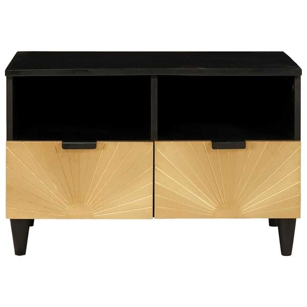 vidaXL Ντουλάπι TV Μαύρο και Χρυσό 70 x 33 x 46 εκ Μασίφ ξύλο μάνγκο