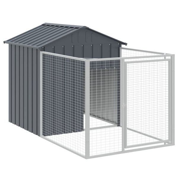 vidaXL Σπιτάκι Σκύλου με Οροφή Ανθρακί 117x609x123 εκ. Γαλβαν. Χάλυβας