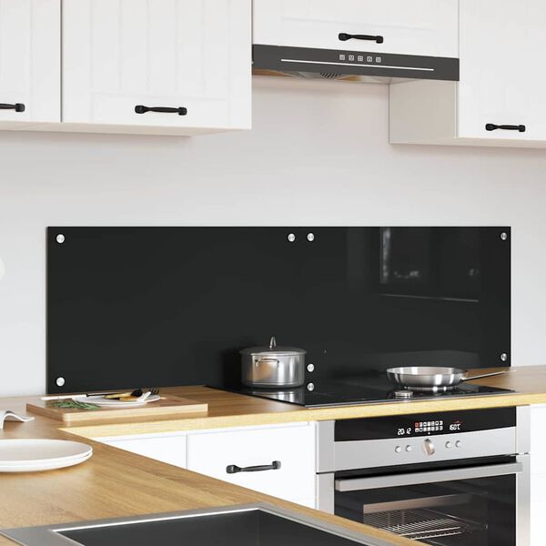 vidaXL Πίσω Πάνελ Κουζίνας Μαύρο 70 x 40 cm σκληρυμένο γυαλί