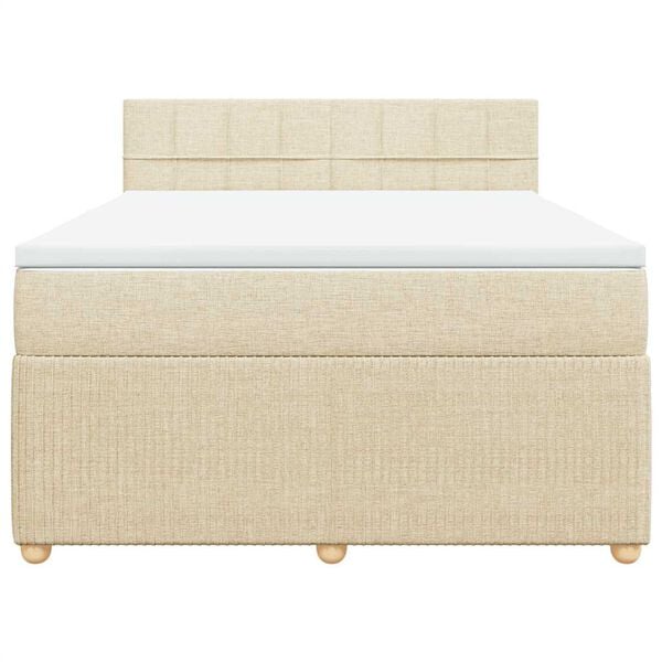 vidaXL &Kappa;&rho;&epsilon;&beta;ά&tau;&iota; Boxspring &mu;&epsilon; &Sigma;&tau;&rho;ώ&mu;&alpha; &Kappa;&rho;&epsilon;&mu; 140x200 &epsilon;&kappa;. &Upsilon;&phi;&alpha;&sigma;&mu;ά&tau;&iota;&nu;&omicron;