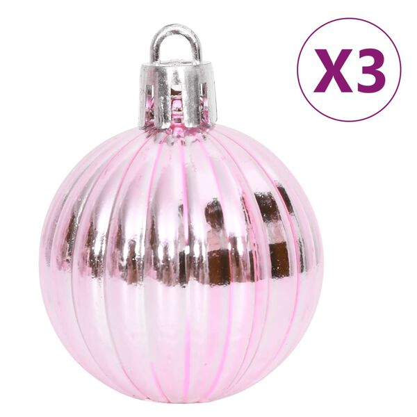 vidaXL Σετ Μπάλες Χριστουγεννιάτικες 65 τεμ. Ροζ/Κόκκινες/Λευκές