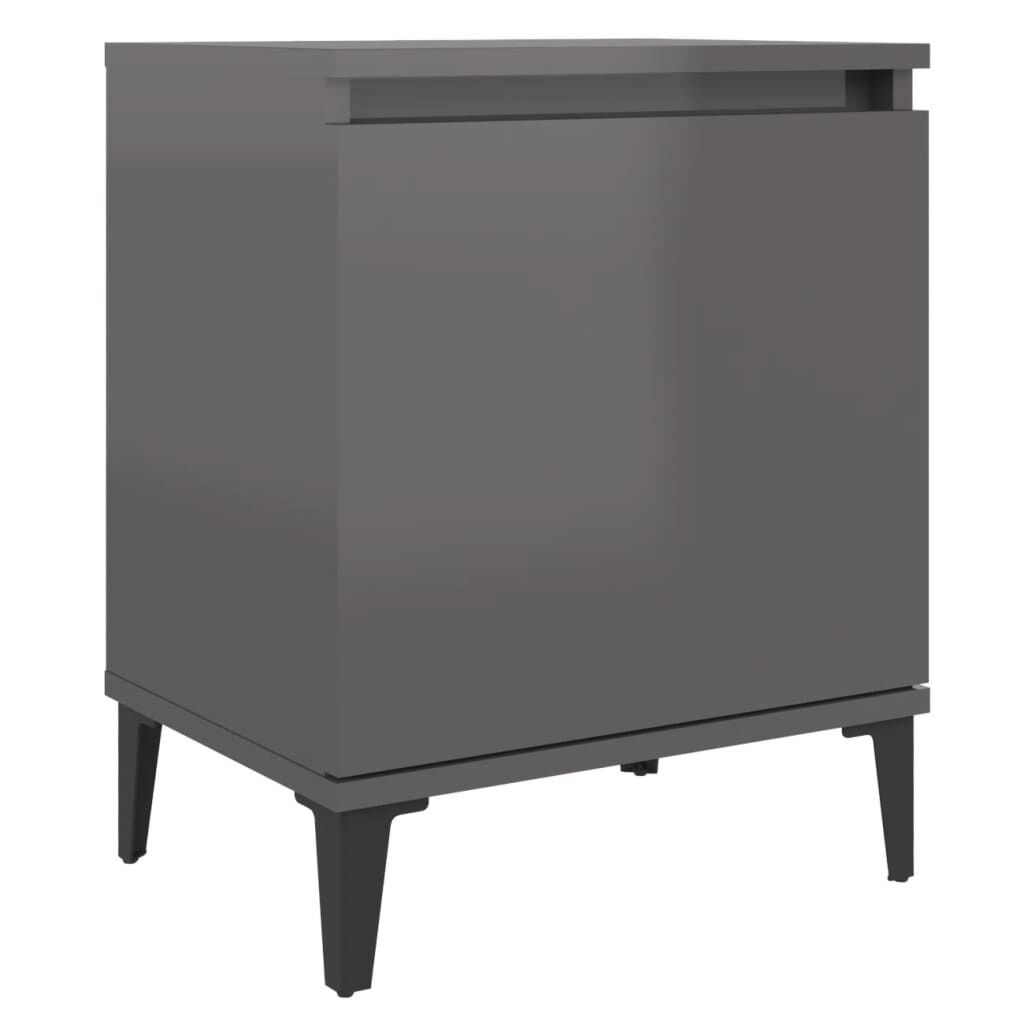 vidaXL Κομοδίνο Γυαλιστερό Γκρι 40 x 30 x 50 εκ. με Μεταλλικά Πόδια