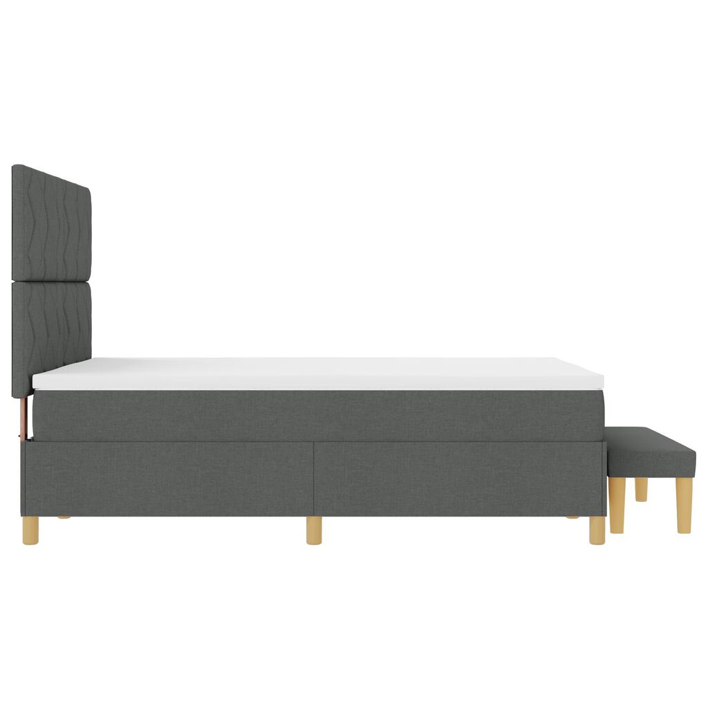 vidaXL Box Spring Κρεβάτι με Στρώμα & Παγκάκι Σκούρο Γκρι 140x200 cm Ύφασμα