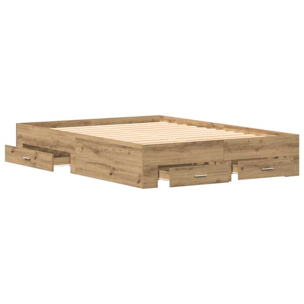 vidaXL Κρεβάτι με Συρτάρια Artisan Oak 135x190 cm Κατασκευασμένη Ξυλεία