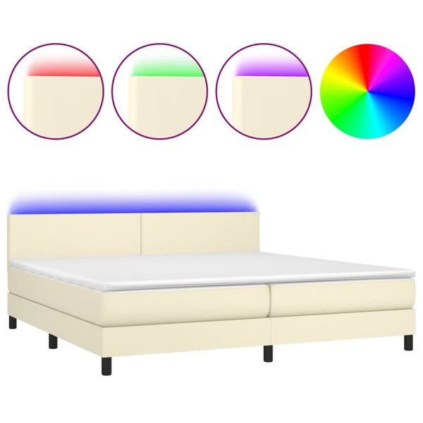 vidaXL &Kappa;&rho;&epsilon;&beta;ά&tau;&iota; Boxspring &mu;&epsilon; &Sigma;&tau;&rho;ώ&mu;&alpha; & LED &Kappa;&rho;&epsilon;&mu; 200x200 &epsilon;&kappa;. &Sigma;&upsilon;&nu;&theta;. &Delta;έ&rho;&mu;&alpha;
