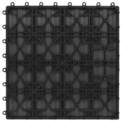 vidaXL Πλακάκια Deck 11 τεμ. Ανάγλυφα Μαύρα 30x30 εκ. 1 μ² WPC