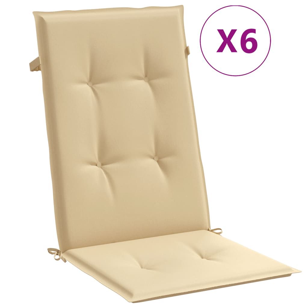 vidaXL Μαξιλάρια Καρέκλας με Πλάτη 6 τεμ. Μπεζ 120x50x7 εκ. Ύφασμα