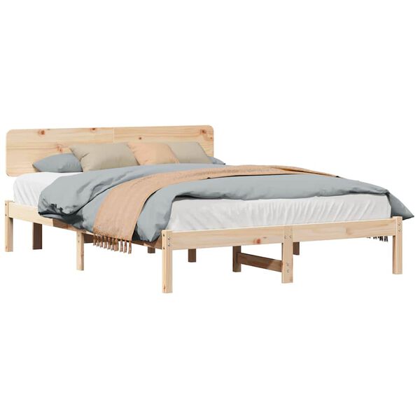 vidaXL Σκελετός Κρεβατιού Φυσικό 150 x 200 cm Μασίφ ξύλο πεύκου