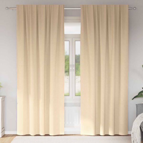 vidaXL Κουρτίνες με κουρτίνες 2 pcs Κρεμ 260 x 140 εκ. Πολυεστέρας