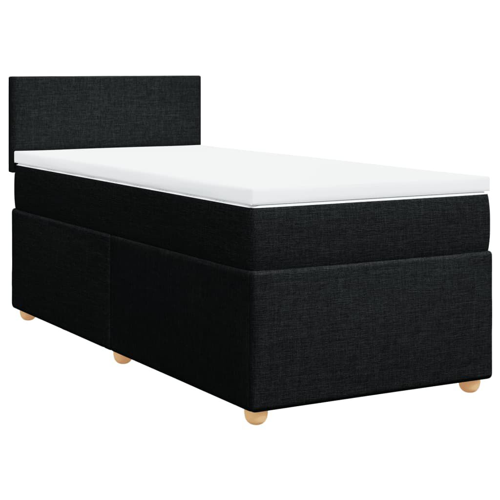 vidaXL Κρεβάτι Boxspring με Στρώμα Μαύρο Single Υφασμάτινα