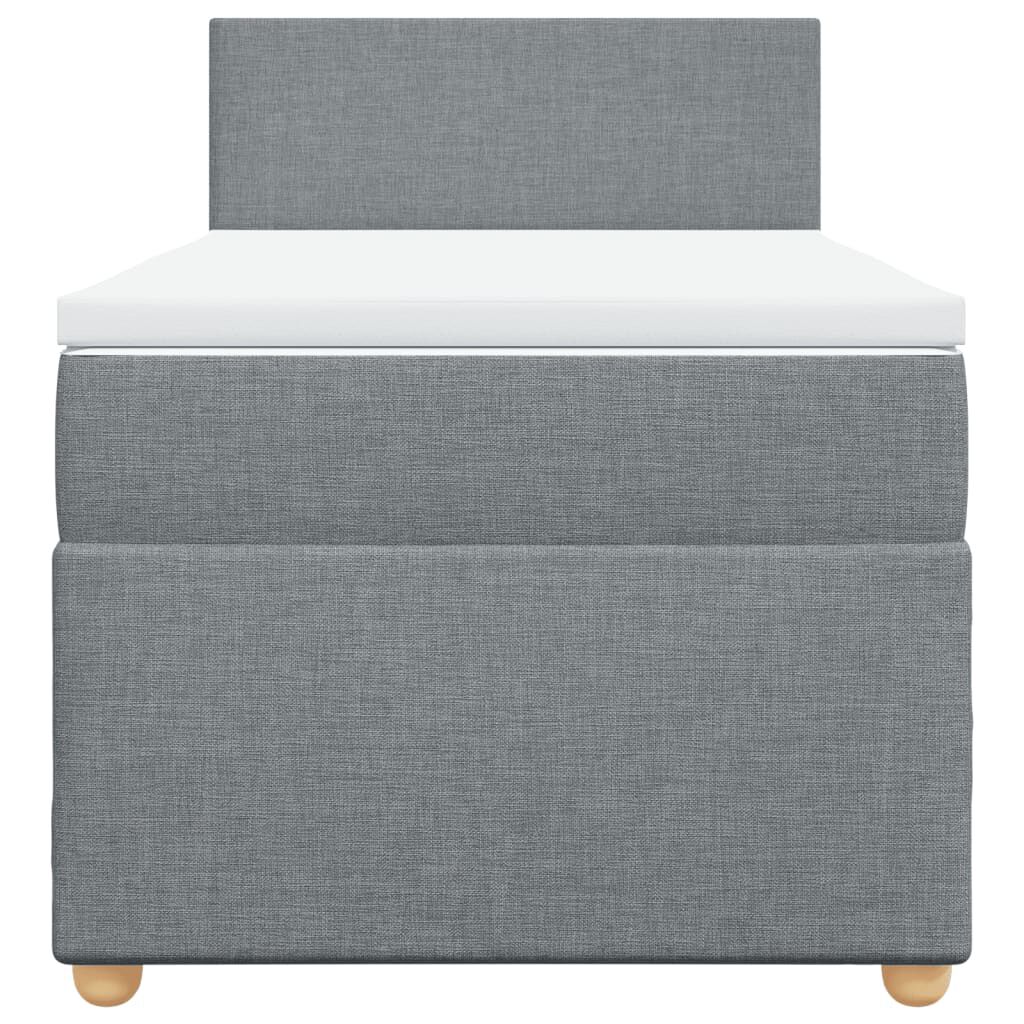 vidaXL Κρεβάτι Boxspring με Στρώμα Ανοιχτό Γκρι 100x200 εκ. Υφασμάτινο