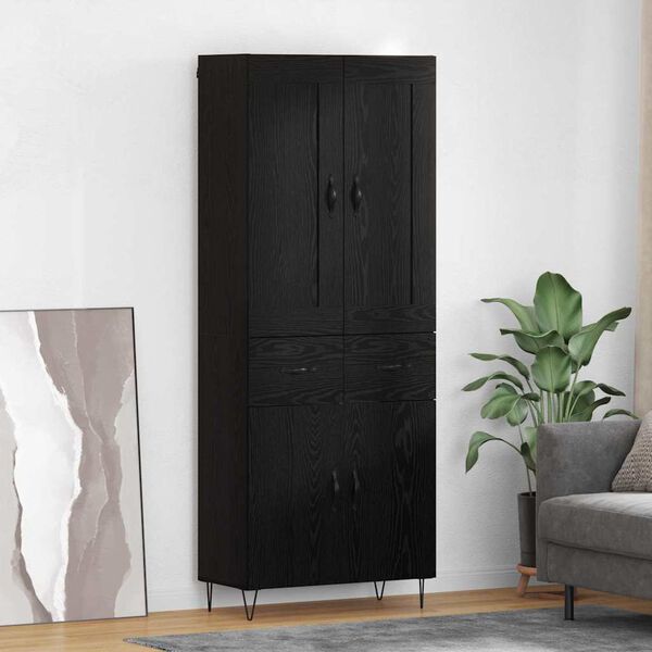 vidaXL Highboard &Mu;&alpha;ύ&rho;&eta; &Omicron;&xi;&upsilon;ά 69,5 x 34 x 180 &epsilon;&kappa;. &Epsilon;&pi;&epsilon;&xi;&epsilon;&rho;&gamma;&alpha;&sigma;&mu;έ&nu;&omicron; &xi;ύ&lambda;&omicron;