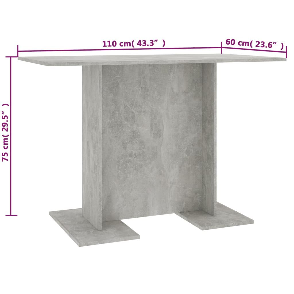vidaXL Τραπεζαρία Γκρι του Σκυροδέματος 110x60x75 εκ. από Επεξ. Ξύλο