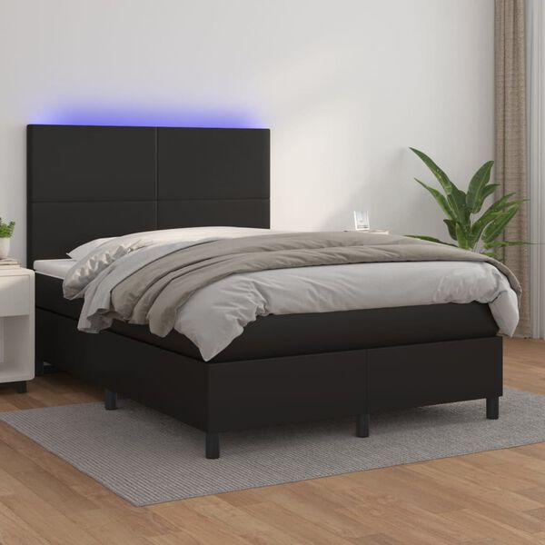 vidaXL &Kappa;&rho;&epsilon;&beta;ά&tau;&iota; Boxspring &mu;&epsilon; &Sigma;&tau;&rho;ώ&mu;&alpha; & LED &Mu;&alpha;ύ&rho;&omicron; 140x200 &epsilon;&kappa;. &Sigma;&upsilon;&nu;&theta;. &Delta;έ&rho;&mu;&alpha;