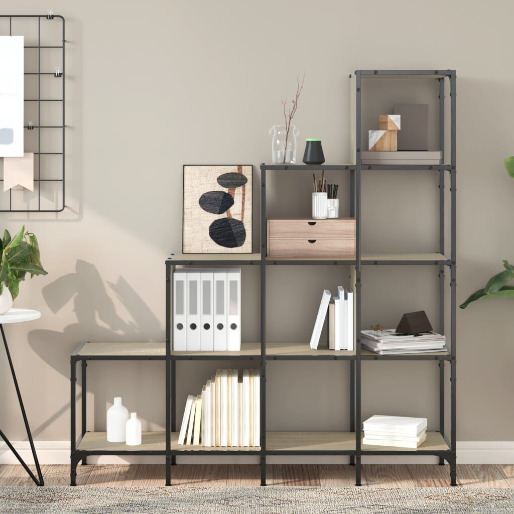 vidaXL Βιβλιοθήκη Sonoma Δρυς 122x30x132 εκ. Επεξεργ. Ξύλο & Μέταλλο