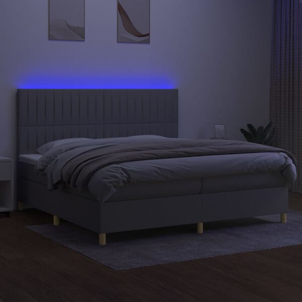 vidaXL &Kappa;&rho;&epsilon;&beta;ά&tau;&iota; Boxspring &mu;&epsilon; &Sigma;&tau;&rho;ώ&mu;&alpha; & LED &Alpha;&nu;.&Gamma;&kappa;&rho;&iota; 200x200&epsilon;&kappa;. &Upsilon;&phi;&alpha;&sigma;&mu;ά&tau;&iota;&nu;&omicron;