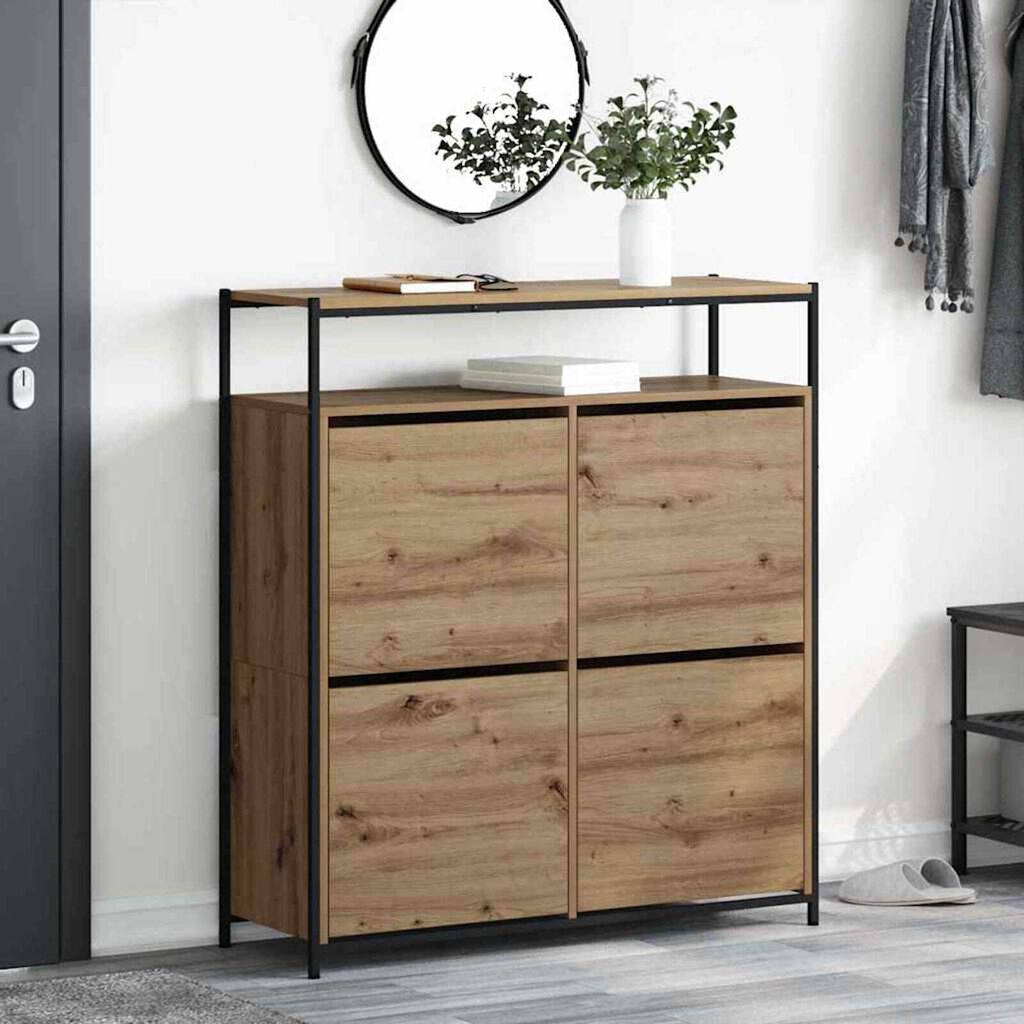 vidaXL Ντουλάπα Παπουτσιών με πόρτα artisan δρυς 100 x 34 x 112 εκ