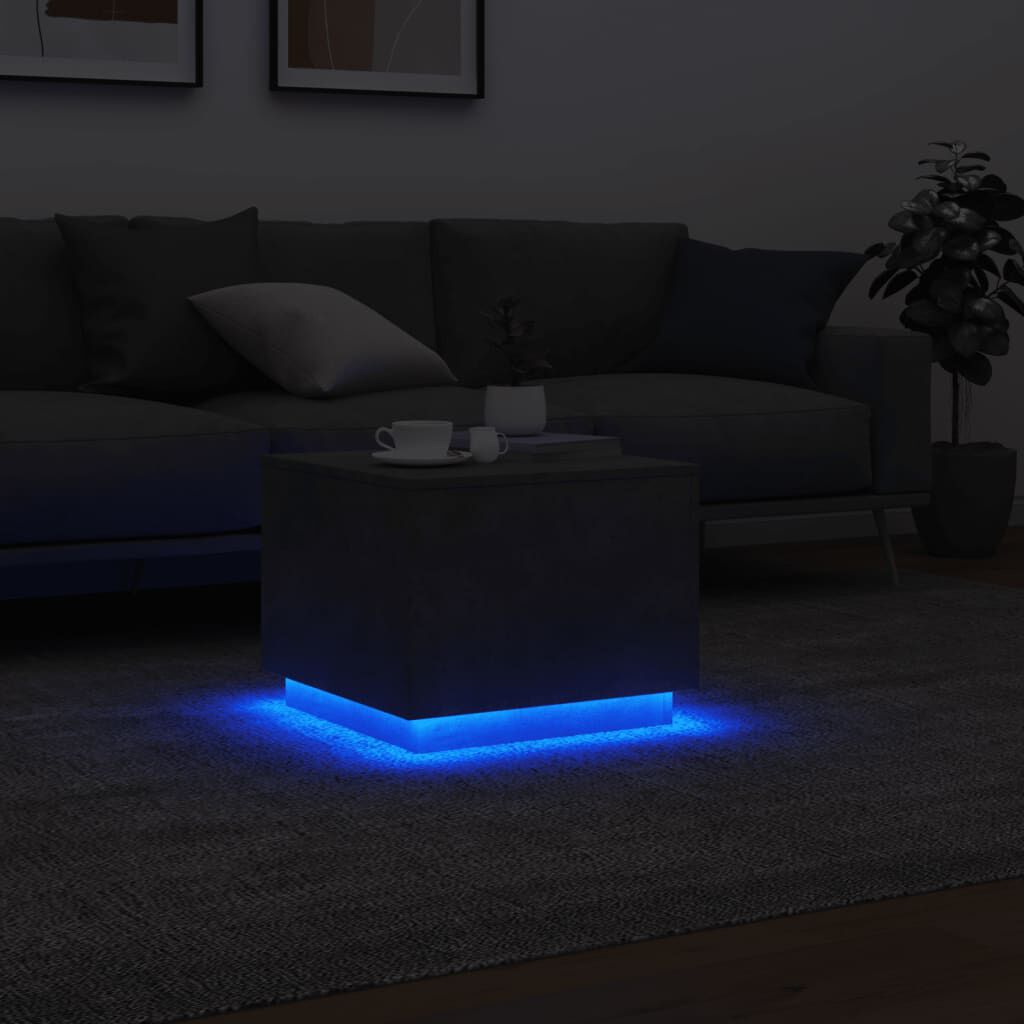vidaXL Τραπεζάκι Σαλονιού με LED Γκρι Σκυροδέματος 50 x 50 x 40 εκ.