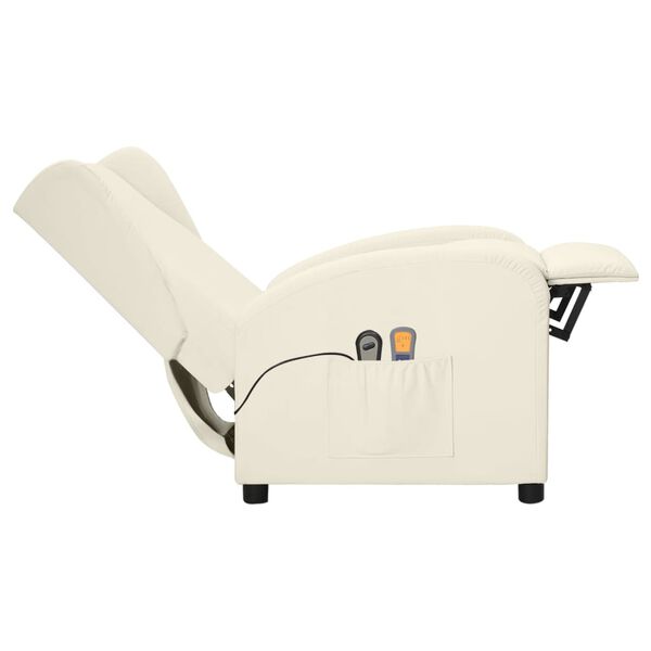 vidaXL Πολυθρόνα Μασάζ Ηλεκτρική Κρεμ από Συνθετικό Δέρμα