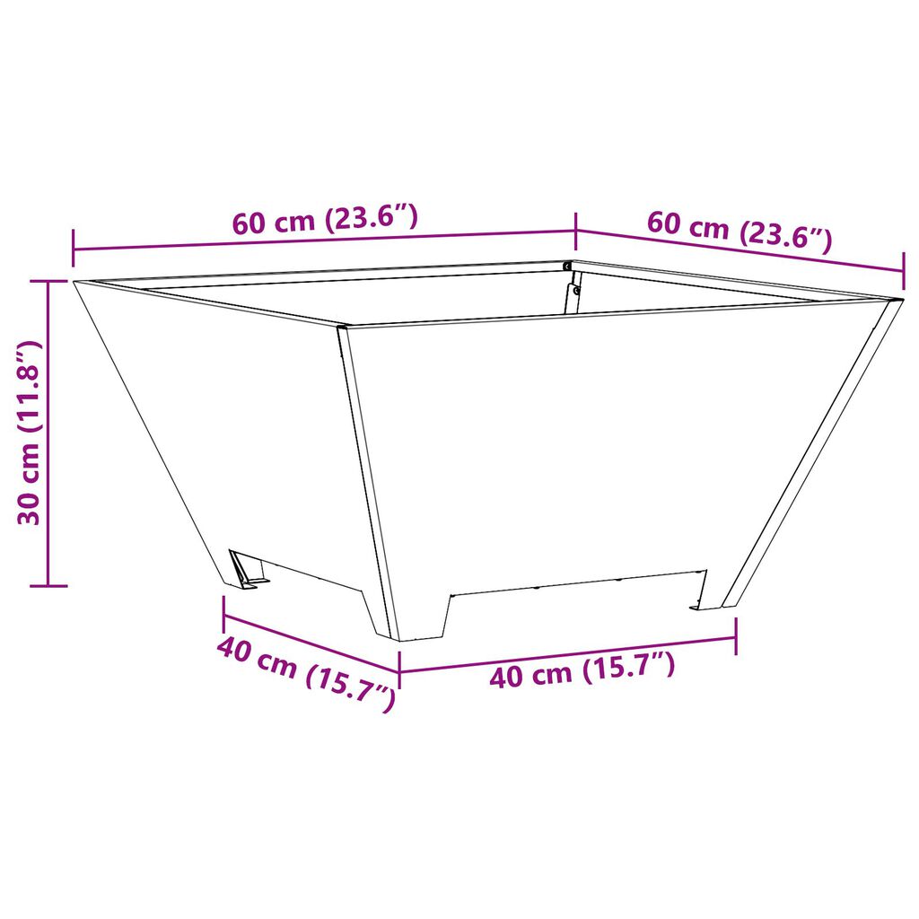 vidaXL Τζάκι Φωτιά Τετράγωνο Μαύρο 60x60x30 εκ. Ατσάλι