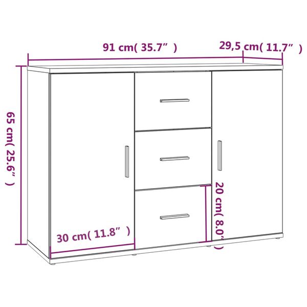 vidaXL Ντουλάπι Λευκό 91 x 29,5 x 65 εκ. από Επεξεργασμένο Ξύλο
