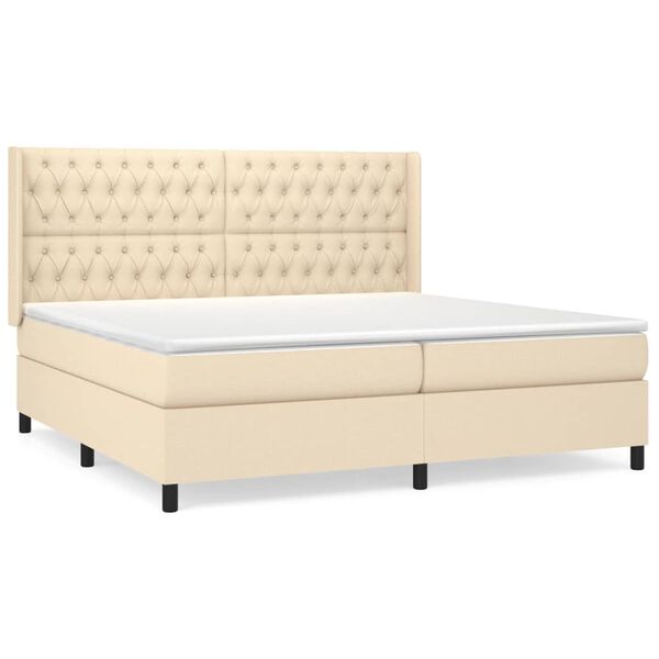 vidaXL &Kappa;&rho;&epsilon;&beta;ά&tau;&iota; Boxspring &mu;&epsilon; &Sigma;&tau;&rho;ώ&mu;&alpha; &Kappa;&rho;&epsilon;&mu; 200x200 &epsilon;&kappa;. &Upsilon;&phi;&alpha;&sigma;&mu;ά&tau;&iota;&nu;&omicron;