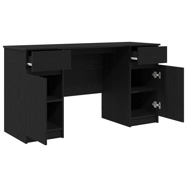 vidaXL Γραφείο με ράφι Μαύρη δρυς 140 x 49 x 76 εκ. Επεξεργασμένο ξύλο