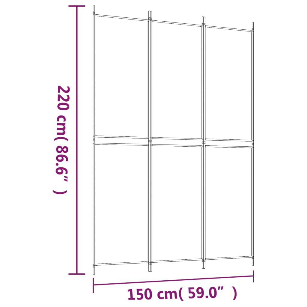vidaXL Διαχωριστικό Δωματίου με 3 Πάνελ Λευκό 150x220 εκ. Υφασμάτινο
