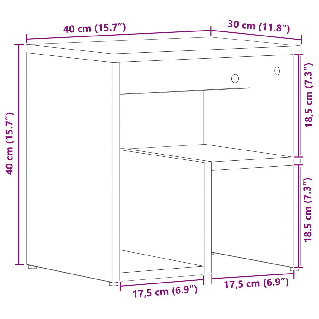 vidaXL Κομοδίνα 2 τεμ Μαύρο Δρυς 40x30x40 εκ Σαουνά ξύλο