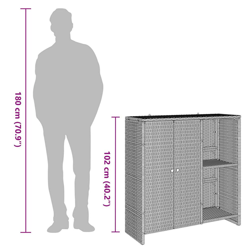 vidaXL Ντουλάπι αποθήκευσης με πόρτα Μαύρο 100 x 36 x 102 εκ Ρατάν